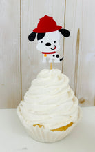 Load image into Gallery viewer, firetruck themed cupcake toppers
