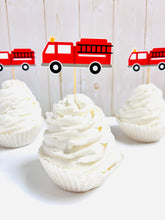 Load image into Gallery viewer, firetruck cupcake toppers

