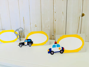 police themed party food tent cards