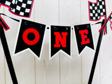 Load image into Gallery viewer, racing checkered flag cake topper bunting
