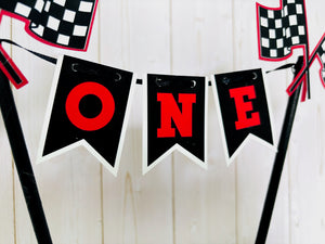 racing checkered flag cake topper bunting