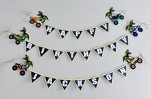 Load image into Gallery viewer, monster truck t-rex happy birthday banner
