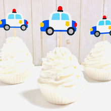 Load image into Gallery viewer, police car cupcake toppers
