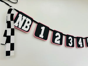 fast one racing first birthday photo banner