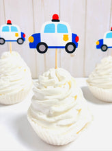 Load image into Gallery viewer, police car cupcake toppers
