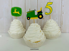 Load image into Gallery viewer, Lawnmower cupcake toppers
