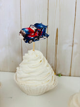 Load image into Gallery viewer, Transformers cupcake toppers featuring Optimus Prime, Bumble Bee, Autobots symbol, Bumble Bee Car and Optimus Prime Semi Truck
