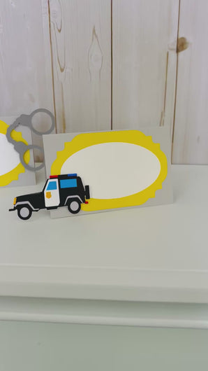 police themed party food tent cards