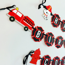 Load image into Gallery viewer, firetruck birthday banner
