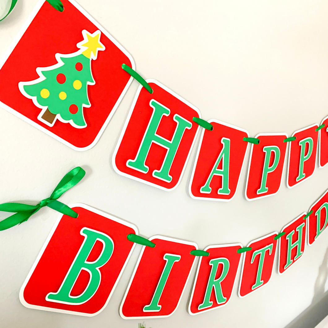 Christmas Happy Birthday Banner