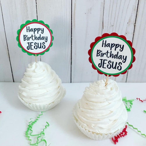Happy Birthday Jesus Cupcake Toppers
