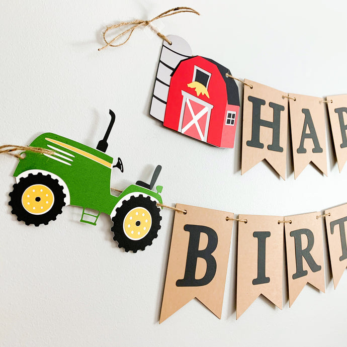 tractor barn birthday banner