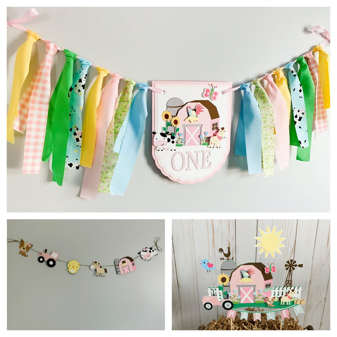 pink barnyard birthday decorations