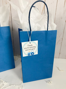 blue tractor party favor tags