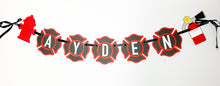 Load image into Gallery viewer, firetruck birthday banner 

