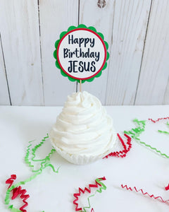 Happy Birthday Jesus Cupcake Toppers