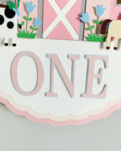Load image into Gallery viewer, pink barnyard high chair banner
