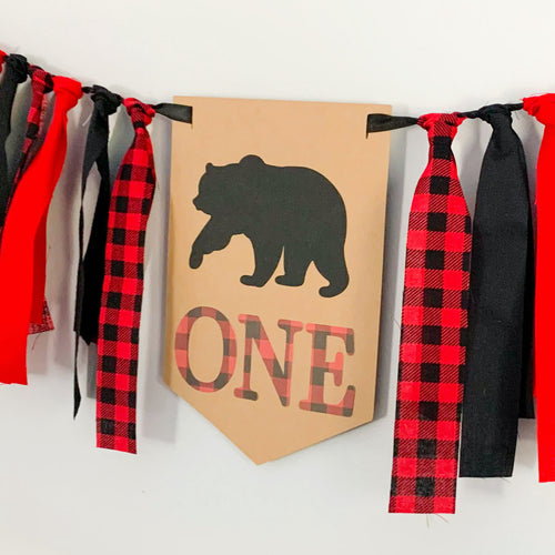 red plaid lumberjack first birthday
