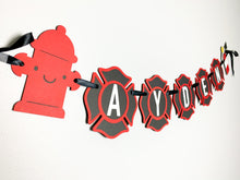 Load image into Gallery viewer, firetruck birthday banner 
