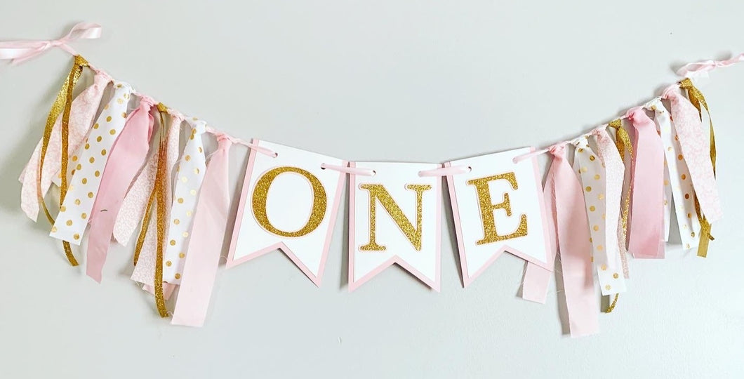 pink and gold first birthday decorations