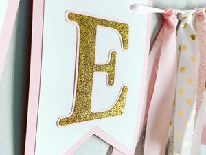 pink and gold first birthday decorations