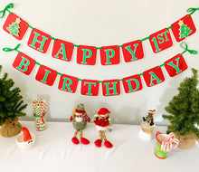 Load image into Gallery viewer, Christmas tree first birthday banner
