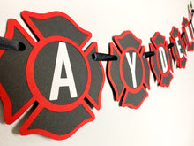 Load image into Gallery viewer, firetruck birthday banner 

