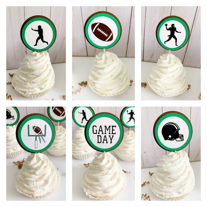 football cupcake toppers