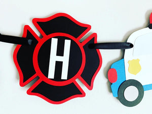 firetruck and police birthday decorations