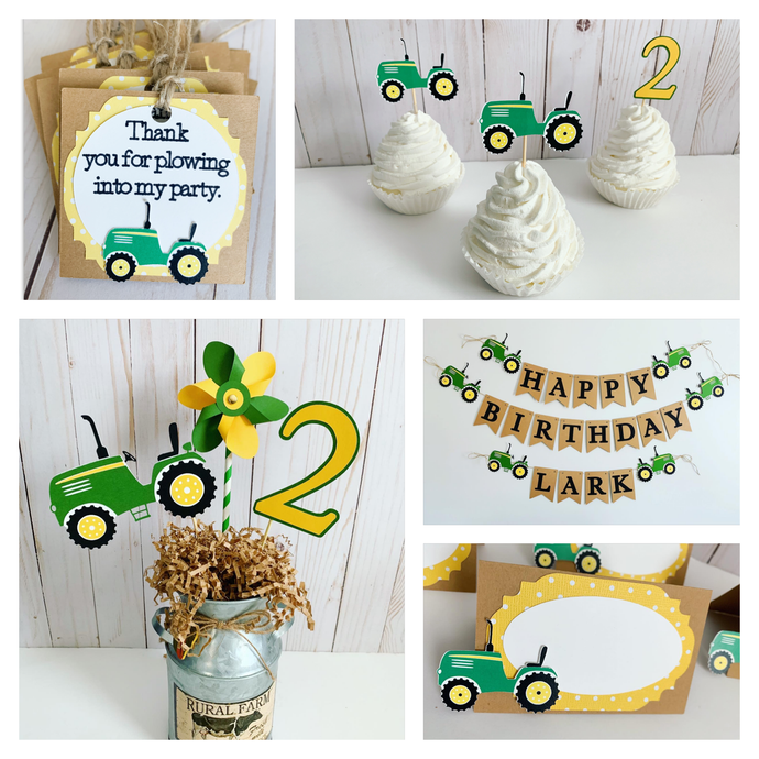 green tractor birthday decorations