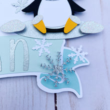 Load image into Gallery viewer, penguin snowflake cake topper
