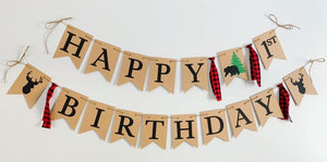 lumberjack first birthday banner