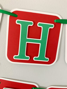 Christmas tree first birthday banner