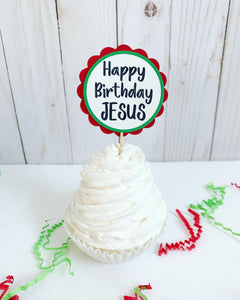 Happy Birthday Jesus Cupcake Toppers