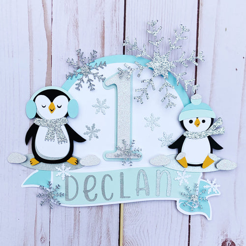 penguin snowflake cake topper