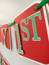 Load image into Gallery viewer, Christmas tree first birthday banner
