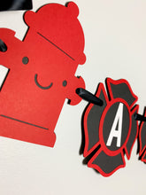 Load image into Gallery viewer, firetruck birthday banner 

