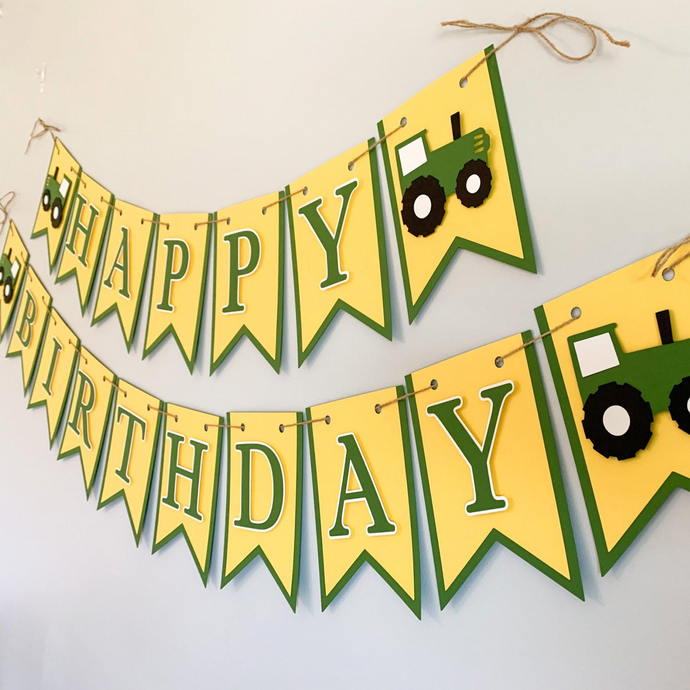 tractor birthday banner
